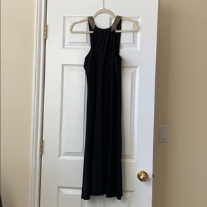 Formal black dress with gold detailing